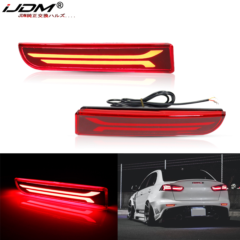 Светодиодные отражатели бампера iJDM 3D для Mitsubishi Lancer Evo X Outlander, задние/тормозные противотуманные фары и указатель поворота