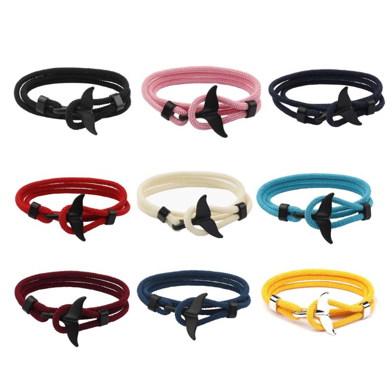 Gelang Tali Viking Ekor Paus Buatan Tangan Musim Panas Baru Gelang Paracord Selancar Pantai Perhiasan Mode Uniseks