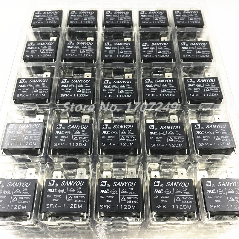 Kostenloser Versand 5Pcs-50Pcs Original Neue SANYOU Relais SFK-112DM Klimaanlage Relais Power Relais SFK 112DM 12VDC 20A 250VAC 4pins