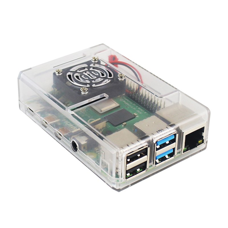 Чехол из АБС-пластика для Raspberry Pi 4 Model B, черный прозрачный пластиковый корпус, съемная крышка GPIO с охлаждающим вентилятором для Raspberry Pi 4B