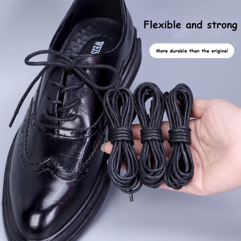 Lacets de chaussures en coton ciré, ronds en cuir pour bottes Oxford, lacets imperméables 60/80/100/120/140/180cm, emballage individuel