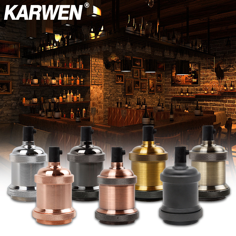 KARWEN Edison Đui Đèn E27 Vít Bóng Đèn Căn Cứ 110V 220V Nhôm Đèn Ổ Cắm Công Nghiệp Retro Phụ Kiện Gắn Mặt Dây Chuyền đèn