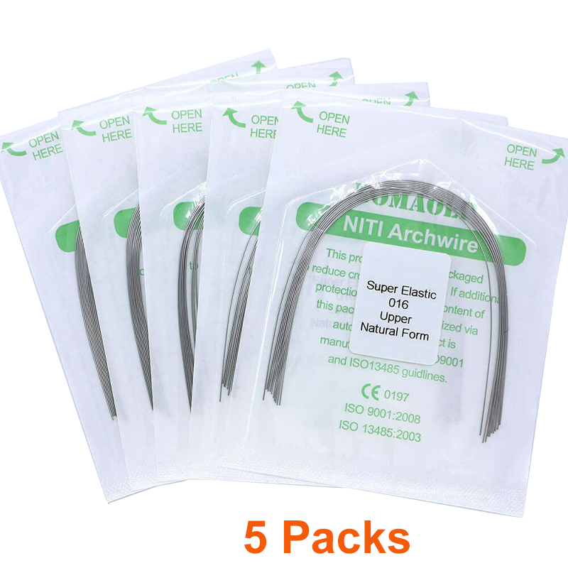จัดฟัน Nitinol Arches 5 แพ็ค Super Elastics ทันตกรรมลวดธรรมชาติรูปแบบ Niti รอบ Arch สายไฟทันตแพทย์วัสดุการแก้ไข
