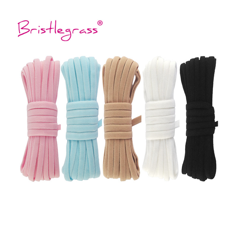 BRISTLEGRASS 2 5 10 Yard 3/16" 5mm Nylon Skinny Flat Elastics Cord Tube Rope Spandex Band String Face Cover Ear Loop Sewing Trim