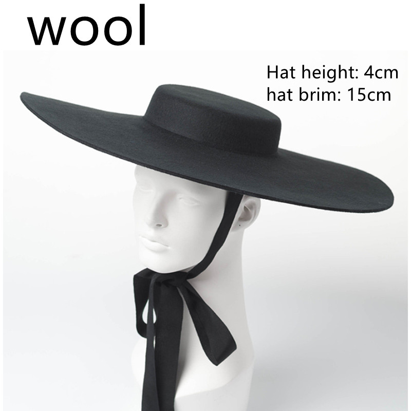 4 cm chapeau haut laine chapeau surdimensionné 15 cm grand bord haut peu profond haut peu profond fedora chapeau hommes et femmes chapeau haut plat nouveau grand bord chapeau