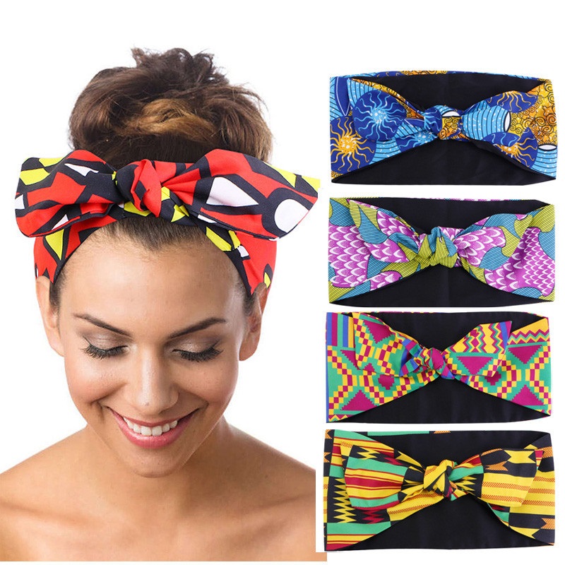Boêmio arco faixa de cabelo feminino africano padrão de impressão bandana bandana estilo torção salão de beleza compõem envoltório de cabelo acessórios de cabelo