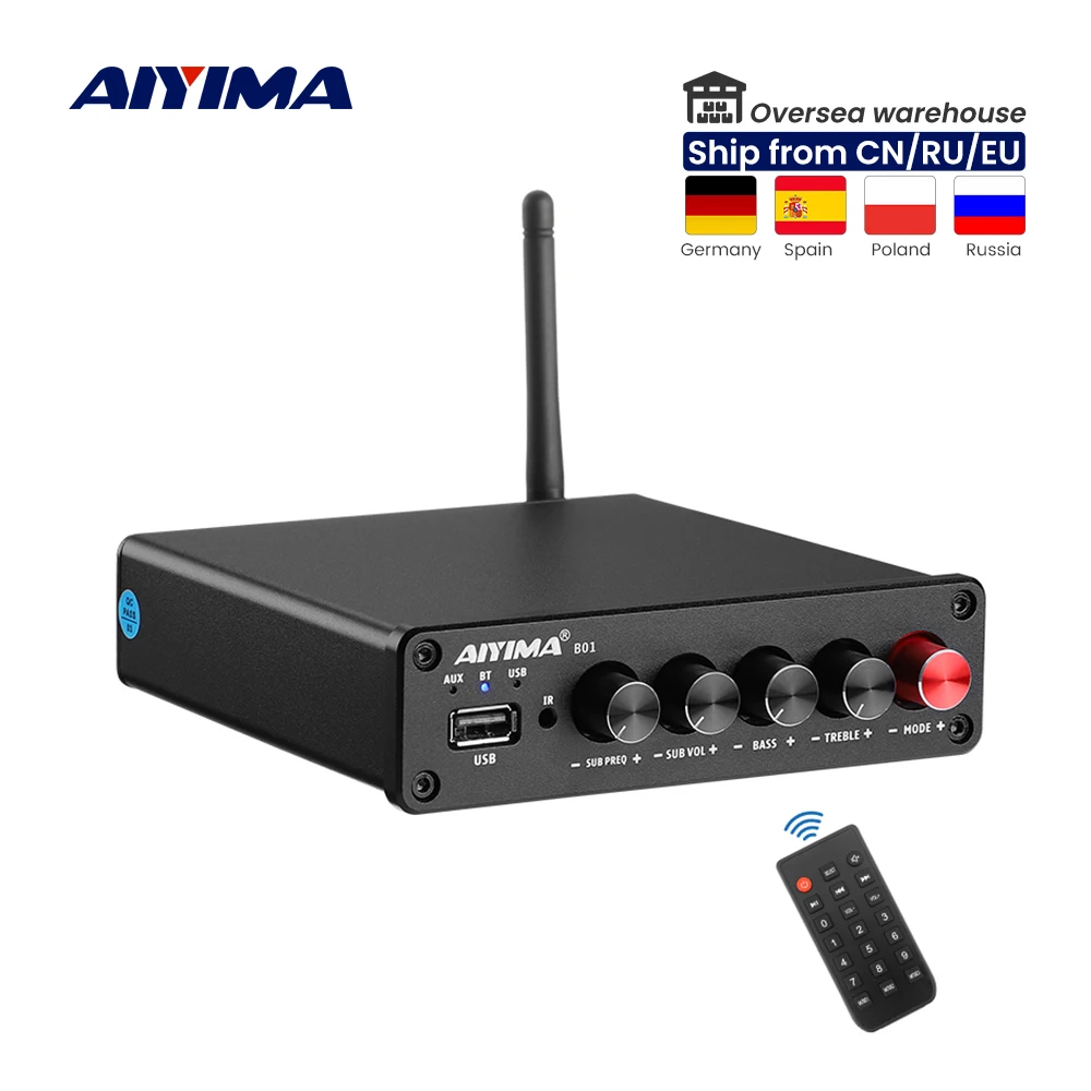 AIYIMA-Amplificateur de puissance numérique Bluetooth 5.0, caisson de basses B01, 50W x 2 + 100W, TPA3116, stéréo 2.1, haut-parleur audio, ampli USB