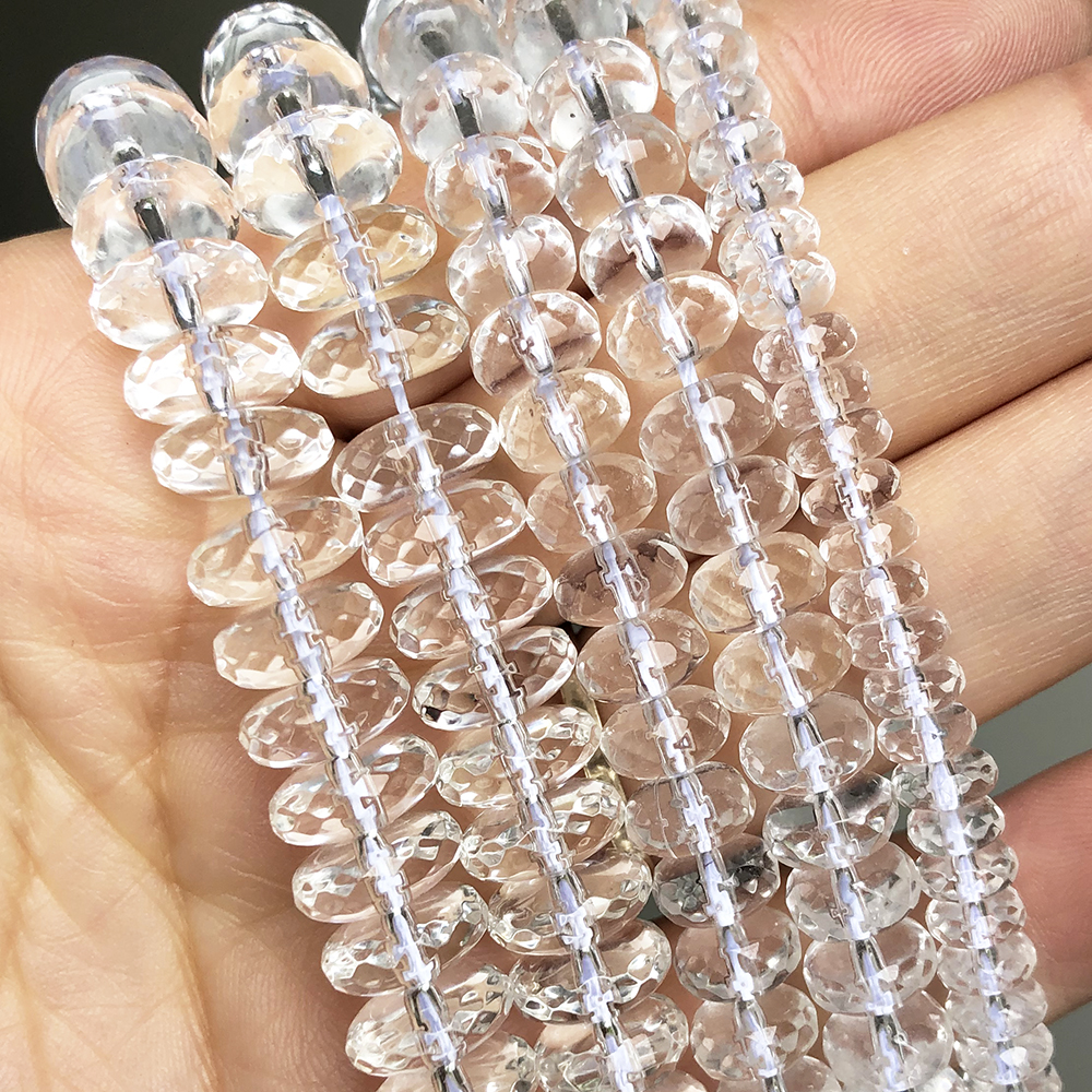 6 8 10mm Perline di cristallo di quarzo trasparente sfaccettato Rotondo Rondelle Perline allentate del distanziatore per gioielli Accessori braccialetto fai da te 15''pollici