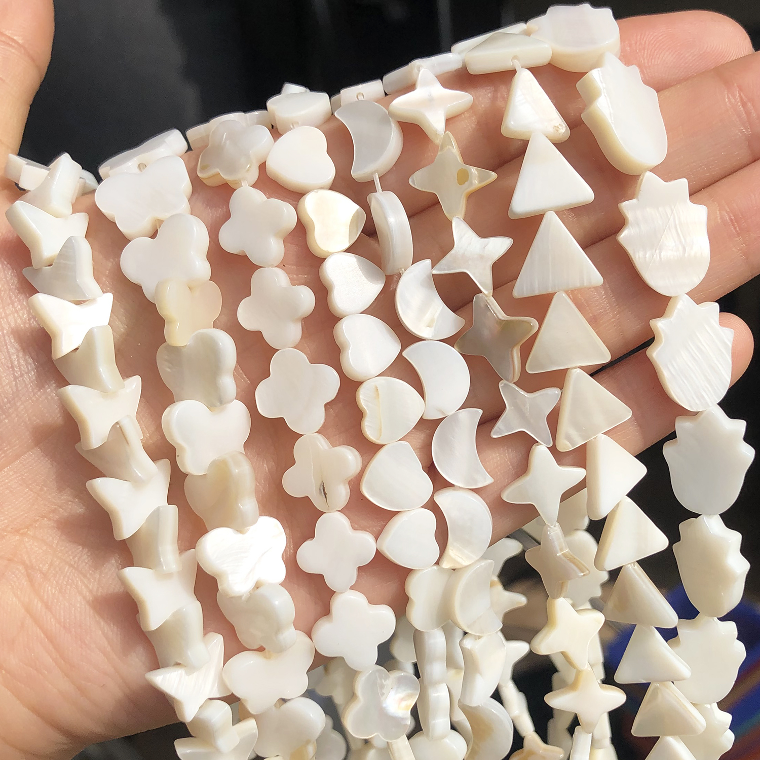 Cuentas de concha de nácar blanco Natural, mariposa, corazón, Luna, estrella de mar, cuentas de concha de agua dulce para fabricación de joyería, pulsera DIY