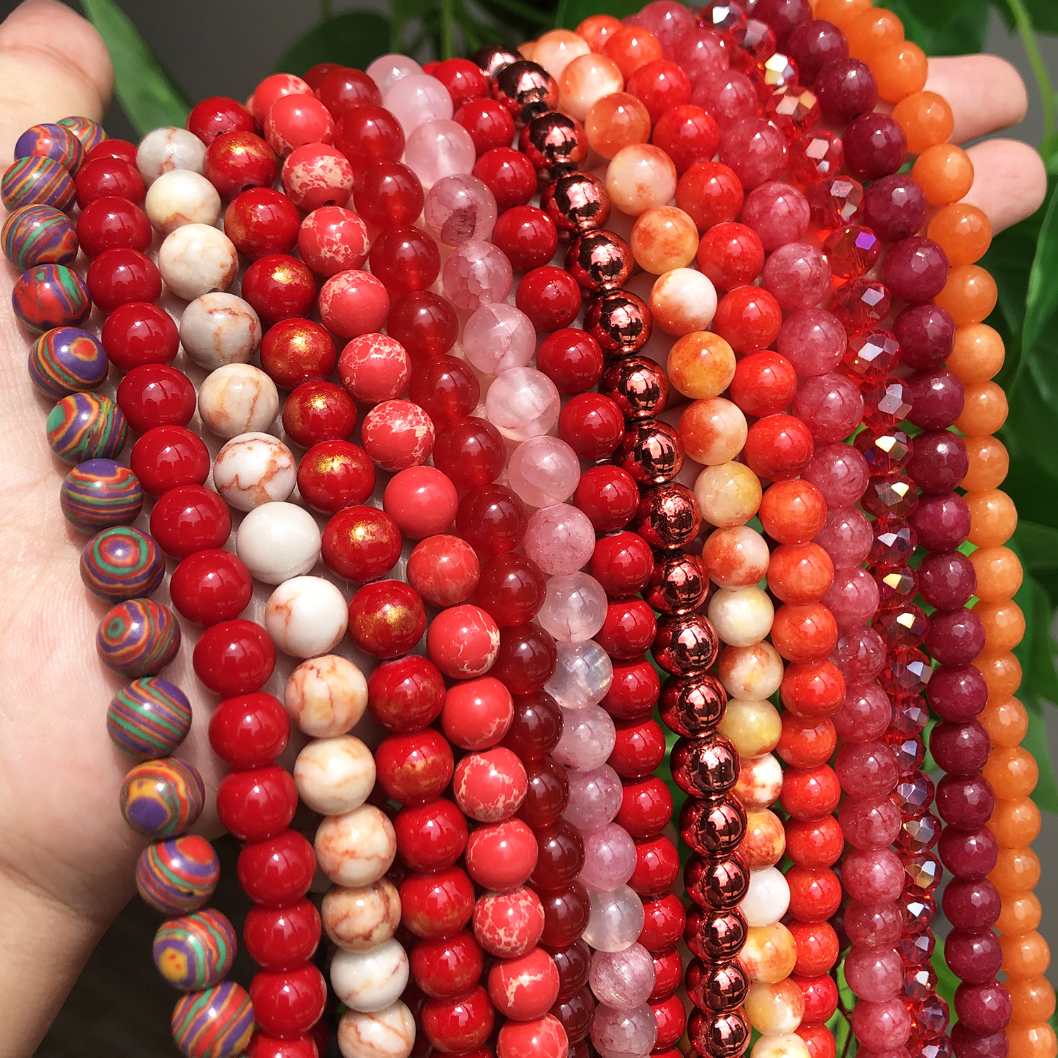 Corallo rosso giada agate cristallo Lava perline minerali perle di pietra allentate naturali per gioielli che fanno braccialetto fai da te 15 ''4 6 8 10 12mm