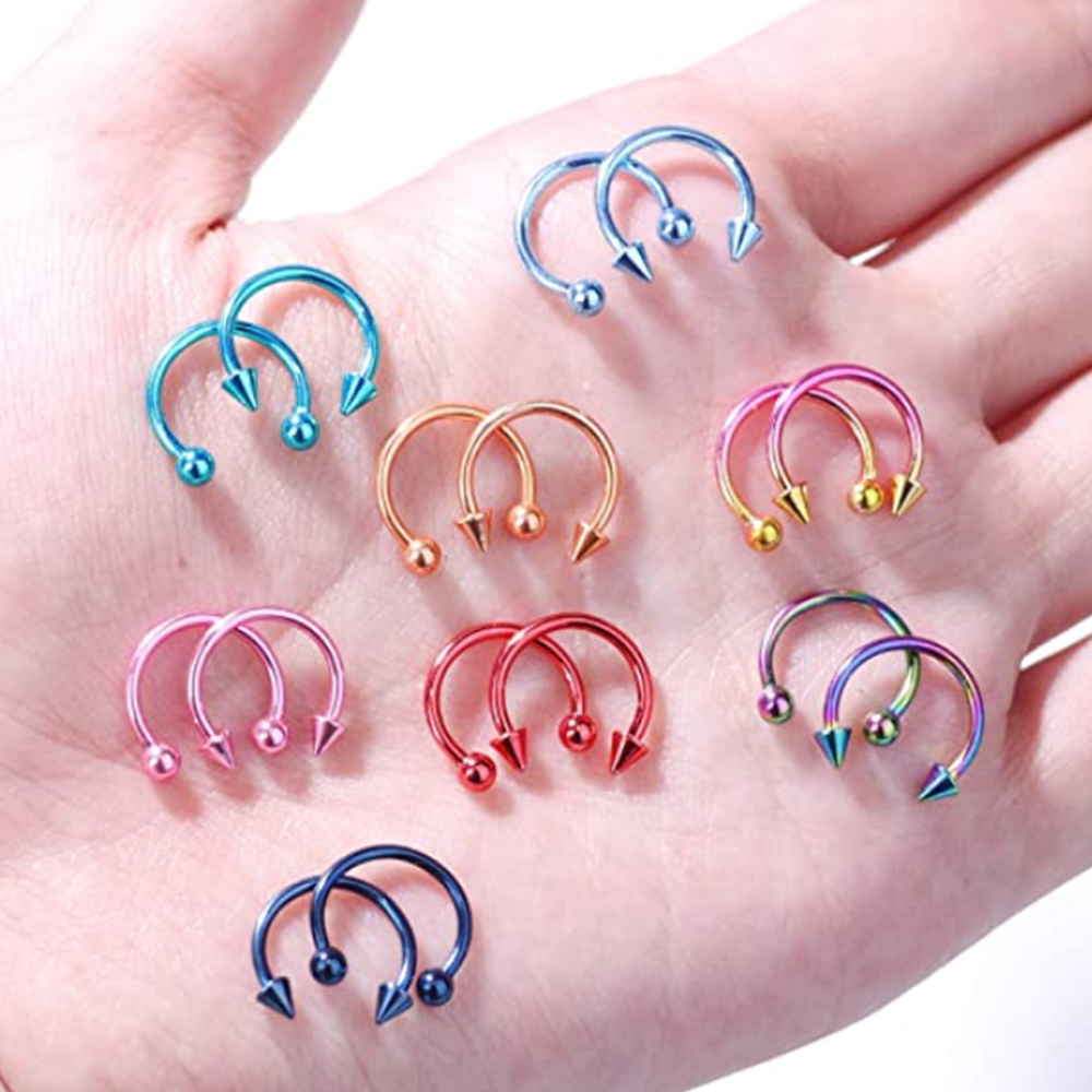 5pcs สแตนเลสสตีลแหวนจมูก Septum แหวน Lip Studs ต่างหูจมูกวงกลม Tragus EAR Piercing Horseshoe เครื่องประดับ