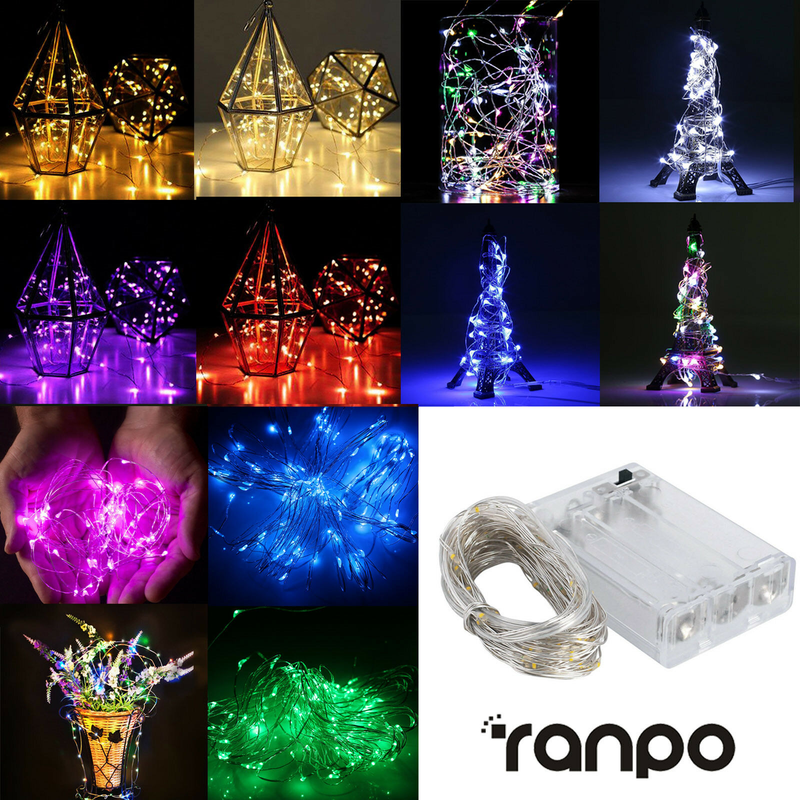 1 m 2 m LED-Lichterkette, 9 Farben, Lichterkette, 10–20 LEDs, Kupferdraht, AA-Batteriebetrieben, für Hochzeit, Weihnachten, Party, Dekoration, Urlaubslampe