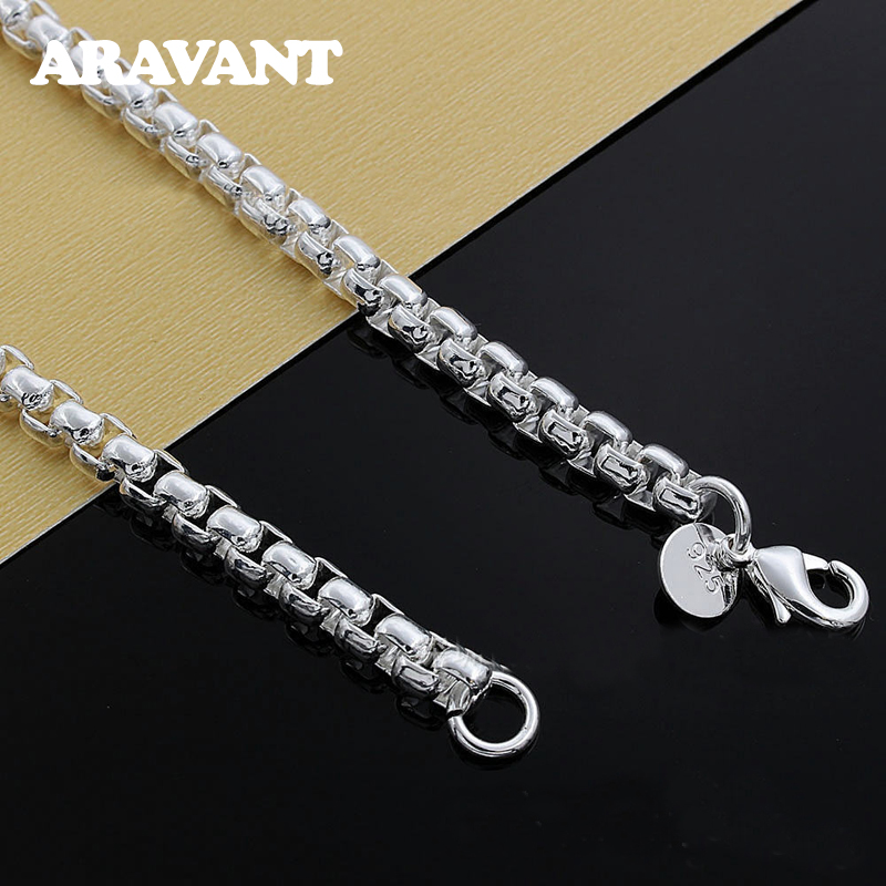 Aravant 925 серебро 5 мм коробка цепи ожерелья для женщин мужчин модные ювелирные изделия