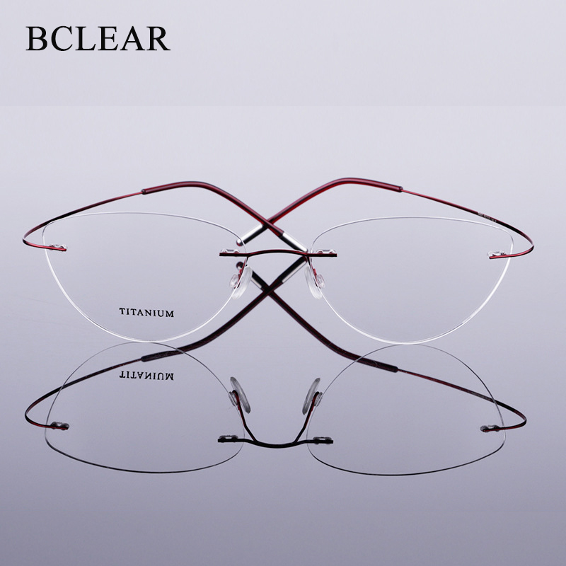 BCLEAR Beta-Ti Designer Brand Style Flexible Memory Metal Rimless Eyeglasses Frame for oculos de grau Glasses Optical Frame