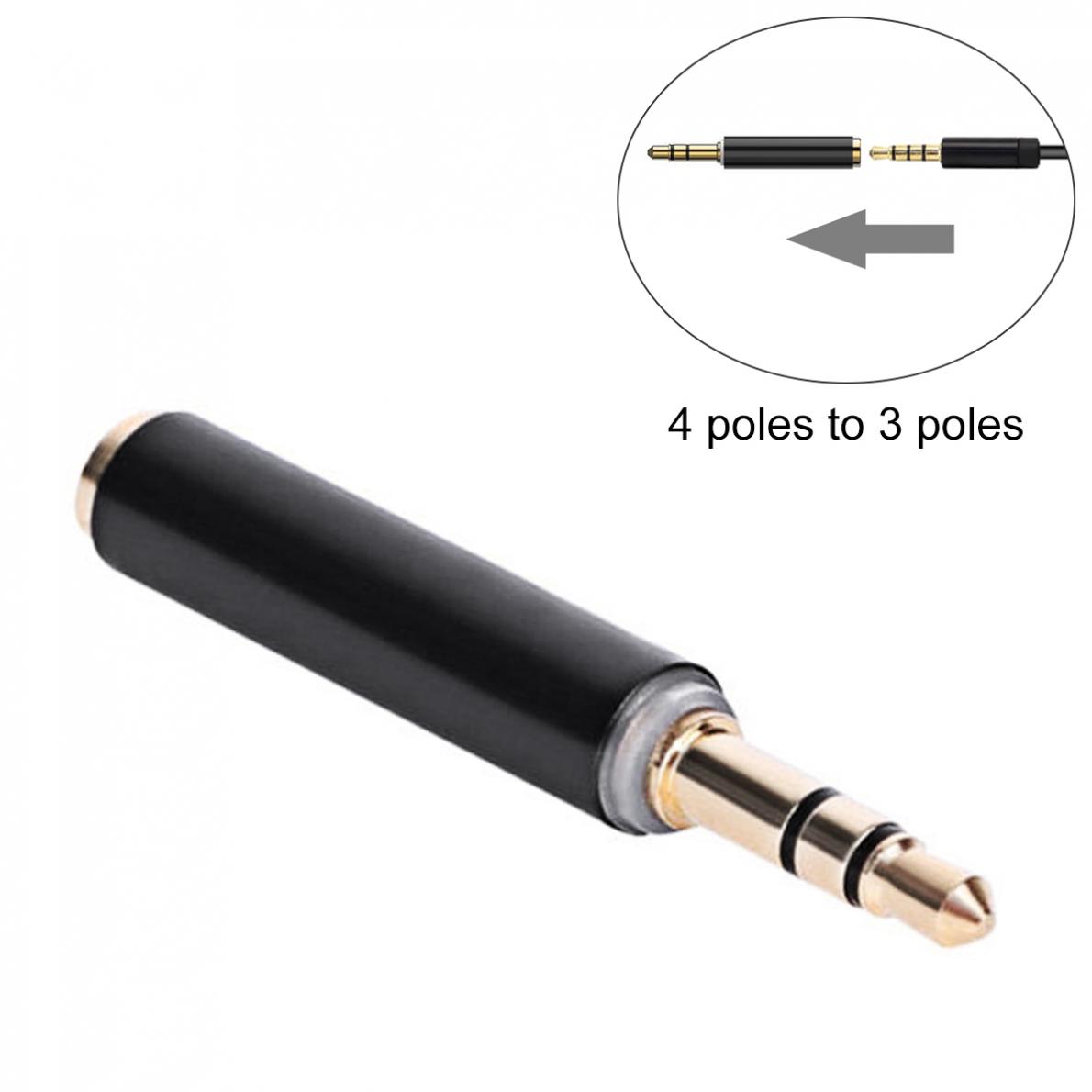 Adapter audio stereo 3.5mm pozłacany, TRS męski na TRRS żeński, złącze 3.5mm 3-pinowe męskie na 3.5mm 4-pinowe żeńskie