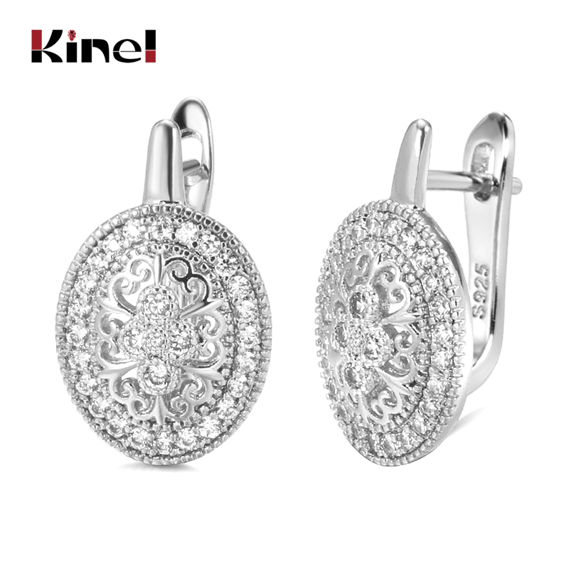 Kinel classique 925 en argent Sterling ovale naturel Zircon à la mode spinel fiançailles boucles d'oreilles pour les femmes Fien bijoux