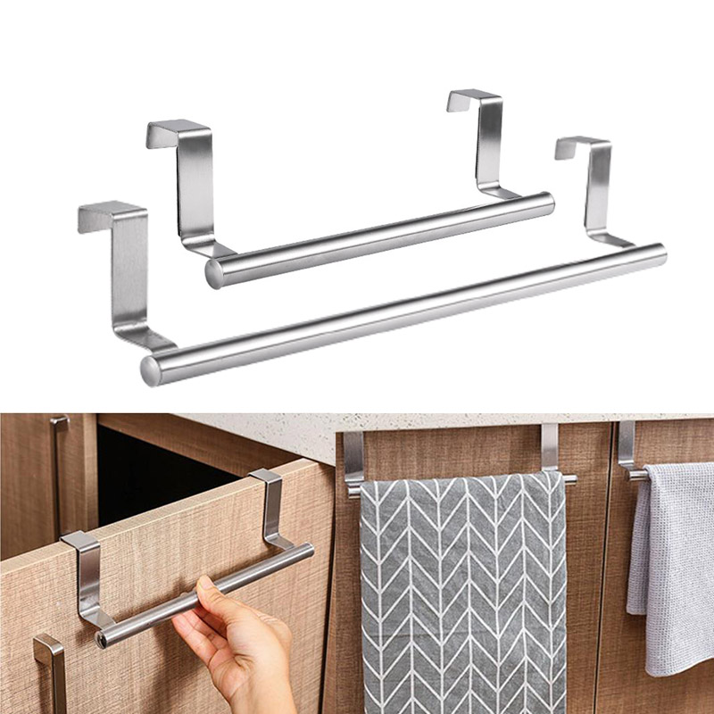 1 Dây Thép Không Gỉ Giá Treo Khăn Phòng Tắm Khăn Giá Đỡ Đứng Cánh Cửa Tủ Nhà Bếp Treo Kệ Sắp Xếp Treo Tường Khăn Lau