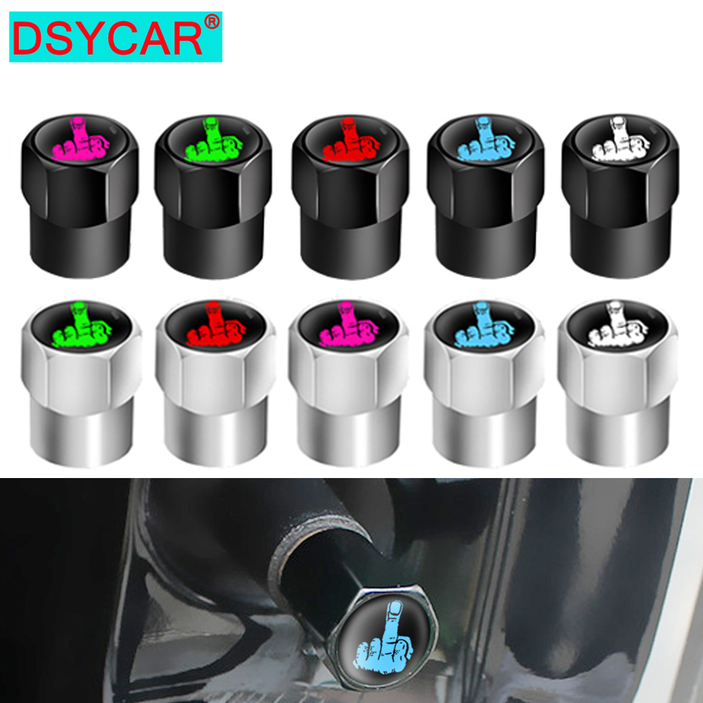 DSYCAR Ventieldopjes (4 stks/set) Aluminium/Koper, Universele Middelvinger Stem Covers voor Auto, Vrachtwagen, Motor, Fiets