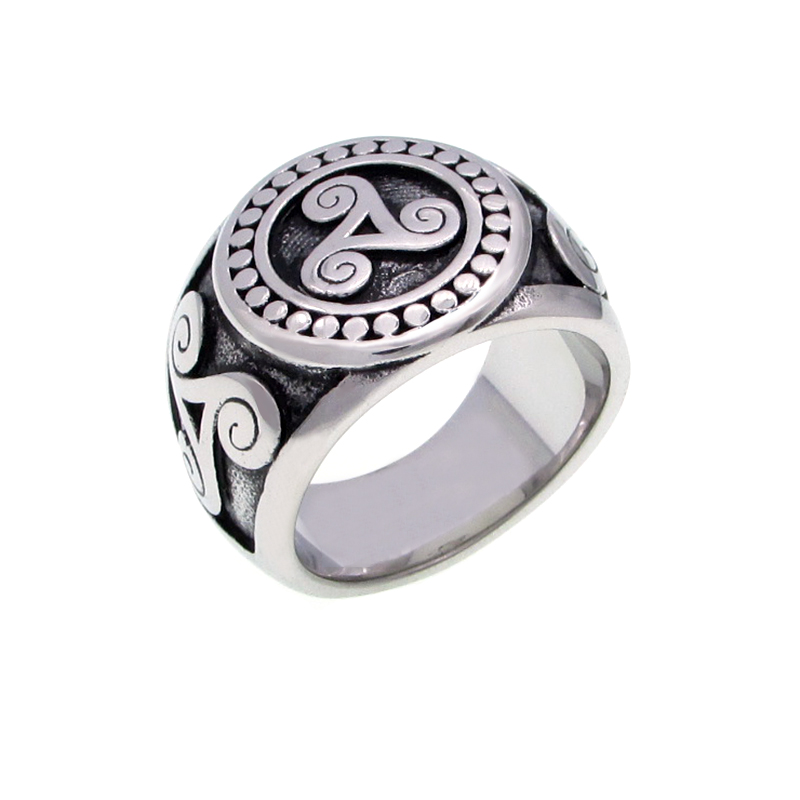 Anillo vikingo de runas Vegvisir de acero inoxidable 316L, triángulo Futhark, joyería nórdica Odin