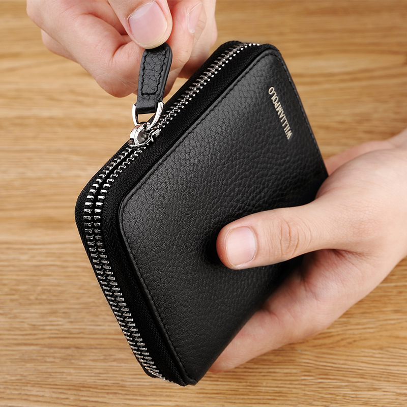 Portafoglio verticale in pelle da donna, casual, con cerniera, porta carte corto, multifunzionale, portatile, da uomo, zero wallet