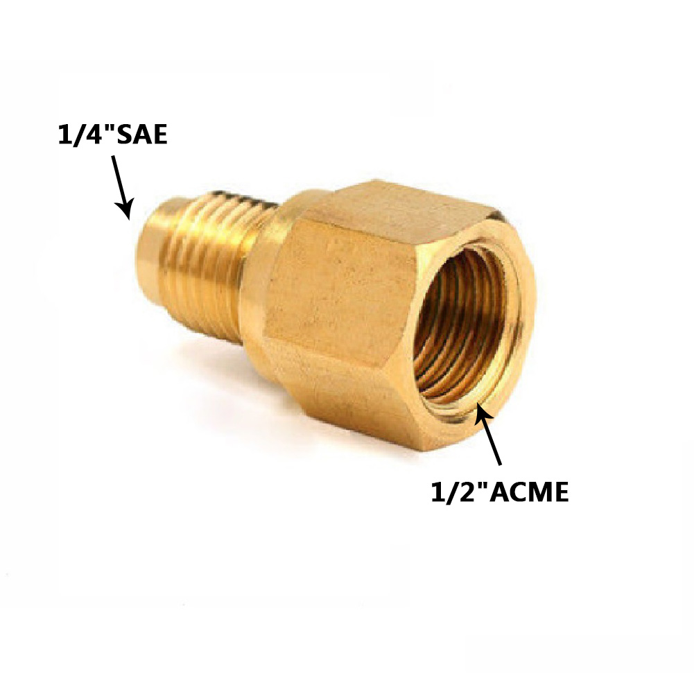 Adaptador de acondicionador de coche R134A R12, acoplamiento rápido, 1/2 ", ACME hembra, 1/4", SAE, inyector de combustible de latón de alta calidad para coche