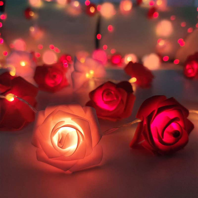 Luci a LED a forma di rosa da 3 m per San Valentino, matrimonio, ragazza, cuore, camera, decorazione da giardino, luce notturna, lucine natalizie