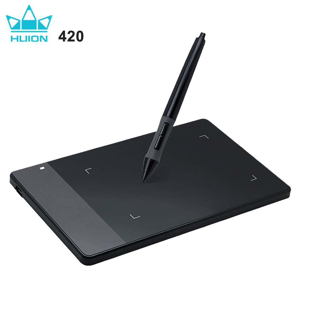 Huion — Tablette graphique 420 pour dessin et jeu OSU, mini-USB, avec stylet Signature