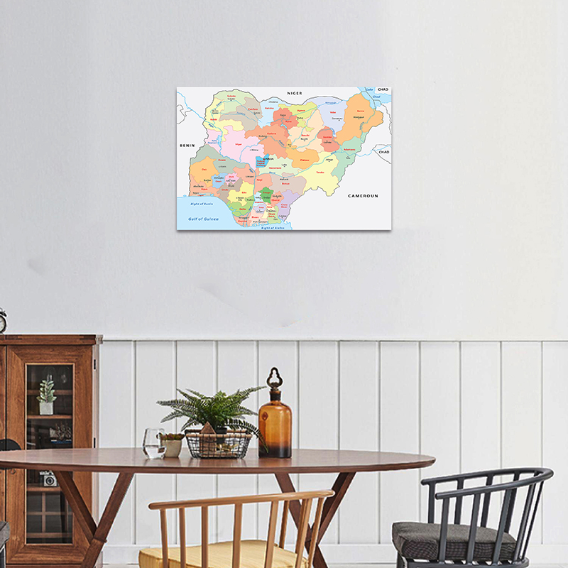 59*42Cm Bản Đồ Chính Trị Của Nigeria Áp Phích Và In Nghiên Cứu/Sống Lớp Tường Phòng Nghệ Thuật Hình Ảnh tranh In Canvas Trang Trí Nhà Cửa