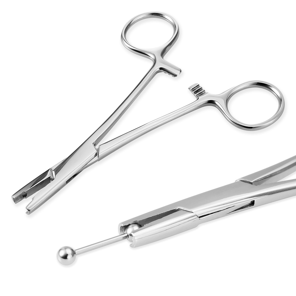 1PC stal chirurgiczna kotwica skórna szczypce do trzymania narzędzie do przekłuwania kleszcze skórne 3/4/5mm odkręć mocno kulka Piercing szczypce jubilerskie