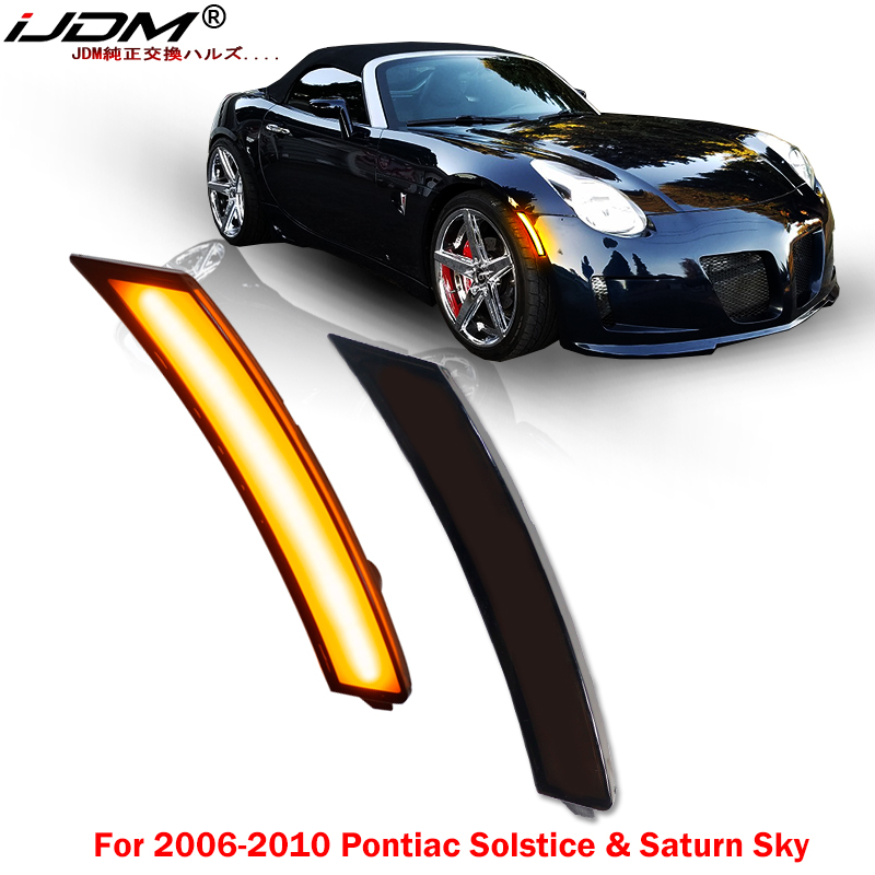 Ijdm Gerookte Lens Amber Led Bumper Side Marker Licht Voor 2006-2010 Pontiac Solstice & Saturn Sky, vervangen Oem Front Sidemarkers