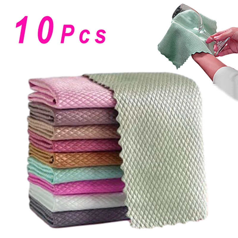 Toalha de limpeza de vidro eficiente, pano de limpeza de espelho, toalhas de cozinha absorventes, 25x25cm, guardanapo para prato de vidro, pano de limpeza