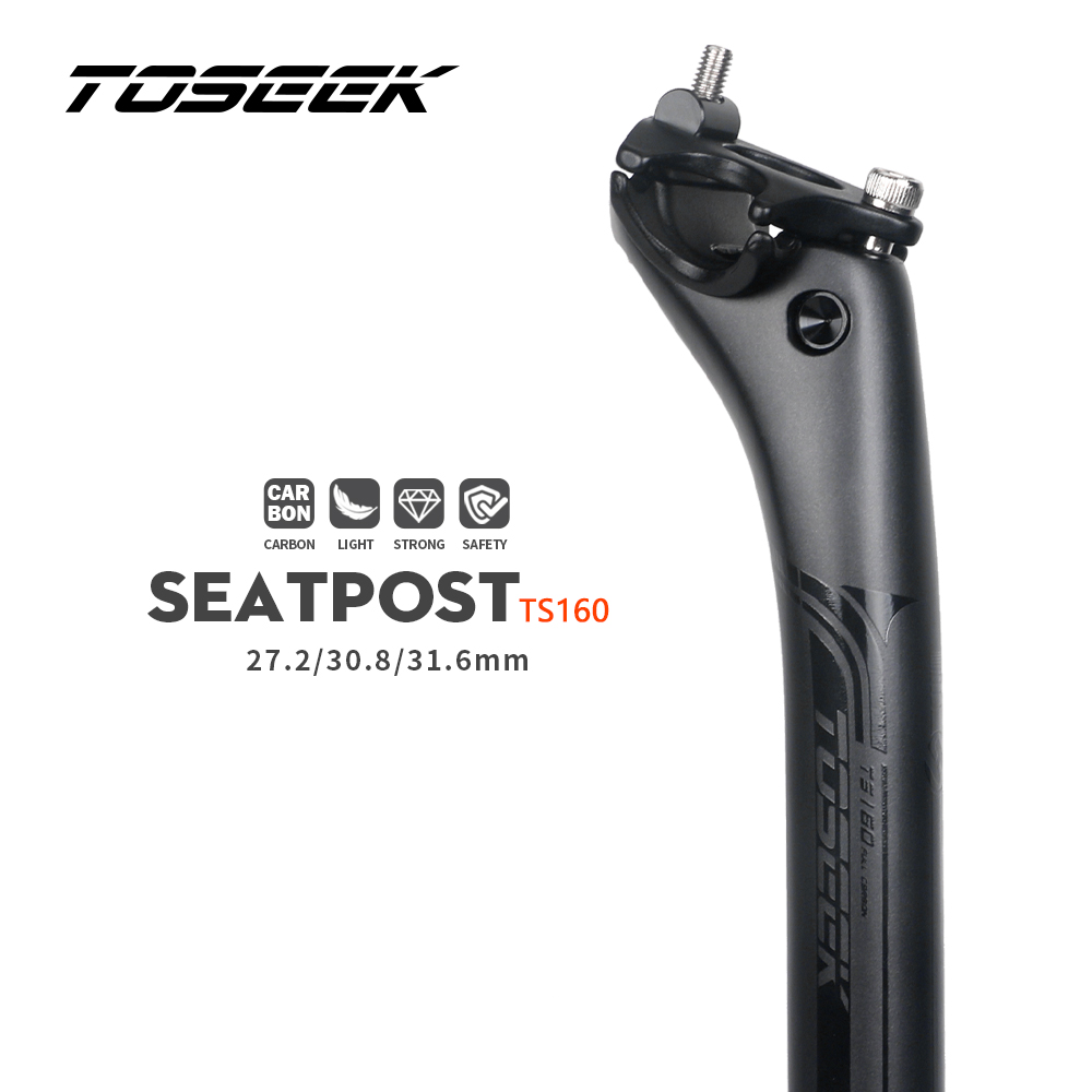 TOSEEK Carbon Zadelpen 27.2/30.8/31.6mm Mat Zwart MTB/Racefiets Zadelpen Lengte 400mm zitbuis Fietsonderdelen