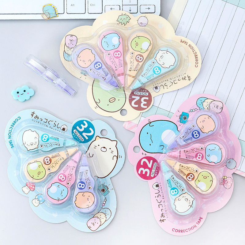 4 шт./упак. Клейкая корректирующая лента Kawaii Sumikko Gurashi белого цвета, рекламный подарок, канцелярские товары для школы и офиса