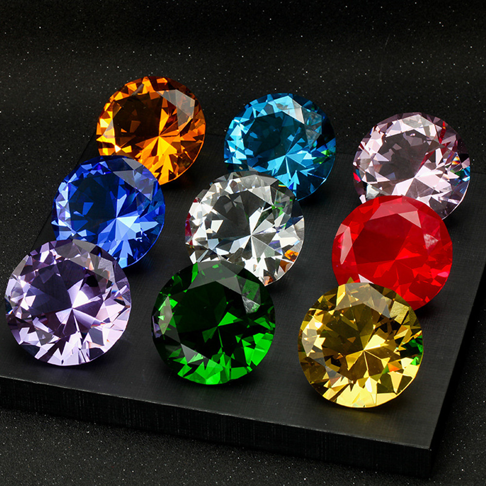 Pisapapeles en forma de diamante de cristal de 10 colores, piedra preciosa gigante de vidrio cortado decorativo, regalos de adorno de Navidad para boda