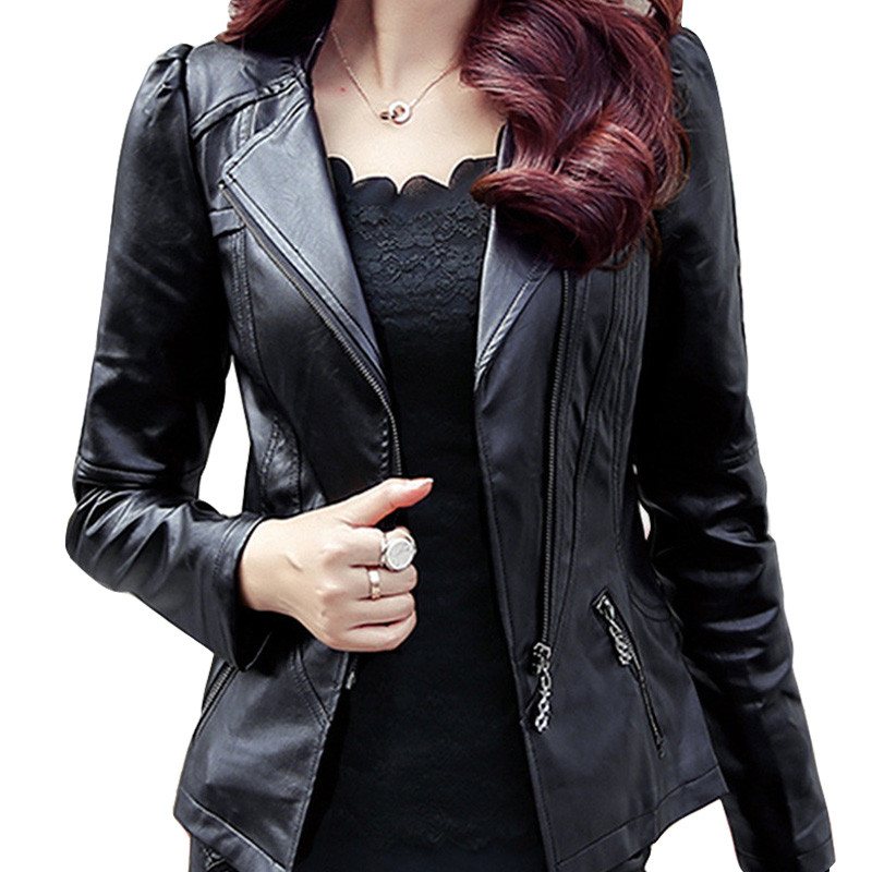 2020 Fashion Nieuwe Vrouwen Leren Jas Heldere Kleuren Zwart Motorfiets Jas Korte Faux Leather Biker Jacket Zachte Jas Vrouwelijke