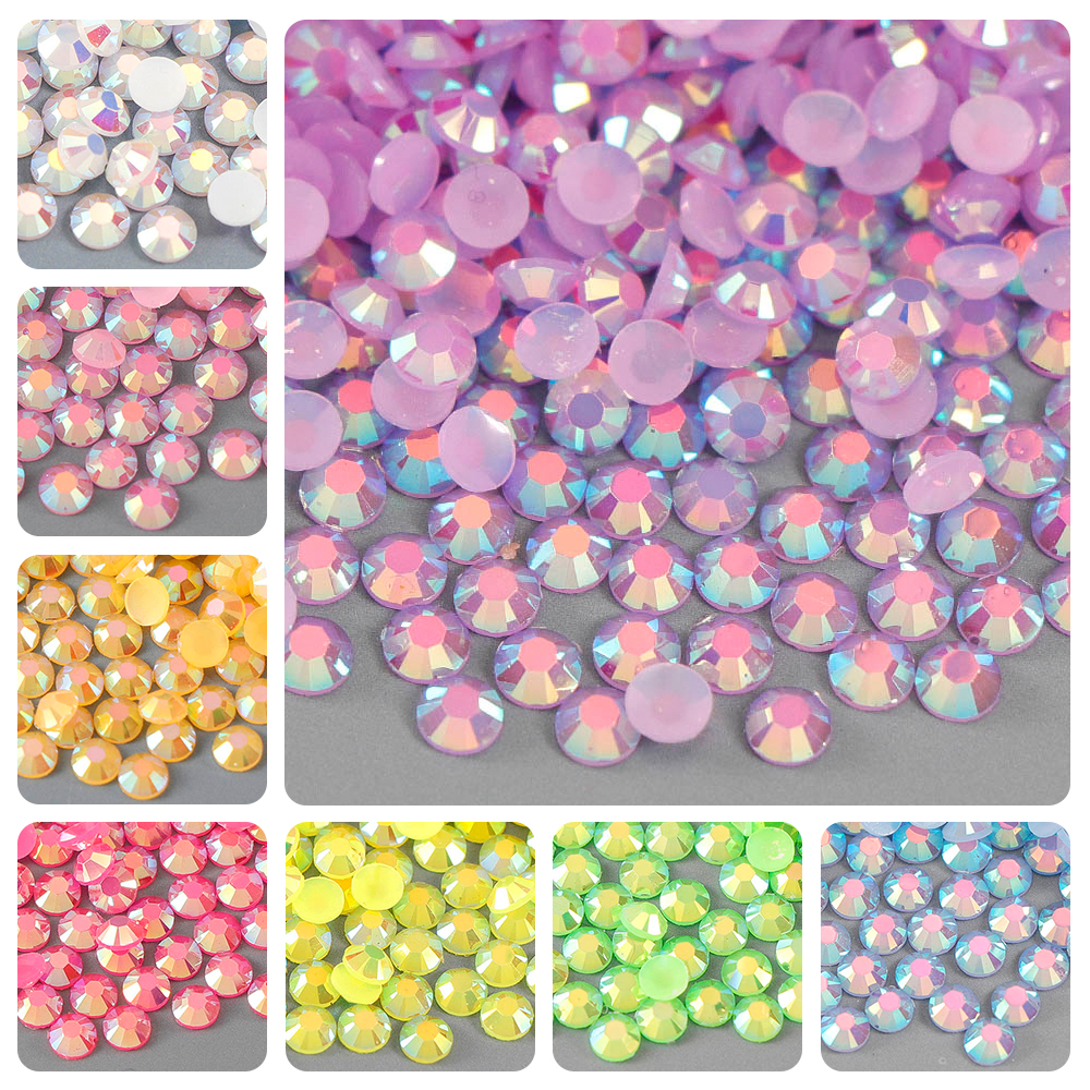 Стразы для ногтей AB Jelly Resin 2-4 мм, круглые, с плоским дном, блестящие, для дизайна ногтей, аксессуары, украшения для 3D маникюра, DIY