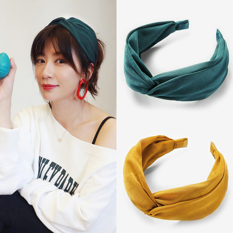 Mode Frauen Kreuz Haarband Elastische Breite Seite Stirnband Solide Top Knoten Turban Haar Hoop Print Headwear Mädchen Haar Zubehör