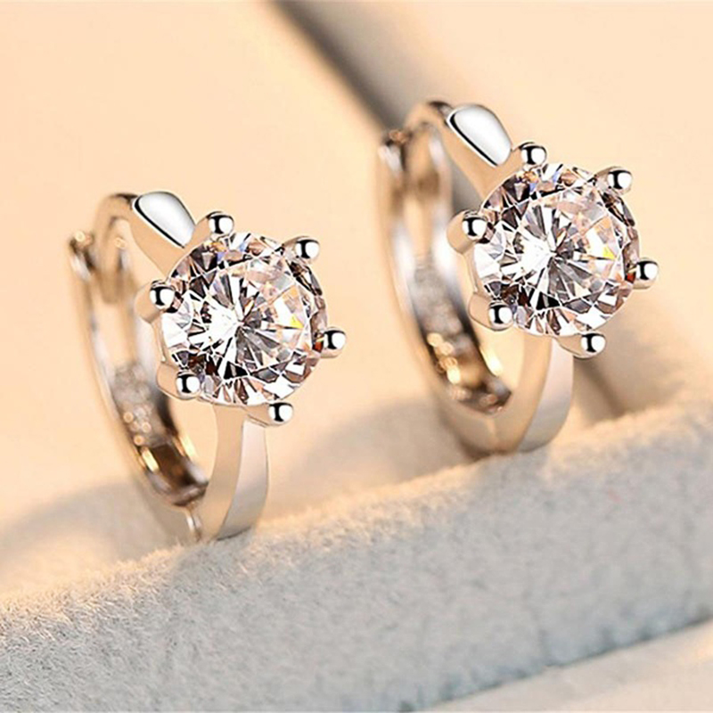 Brincos de Zircônia Redondos Huitan AAA para Mulheres, Elegantes para Casamentos e Festas, Presentes Delicados para Mulheres, Joias Simples e Modernas