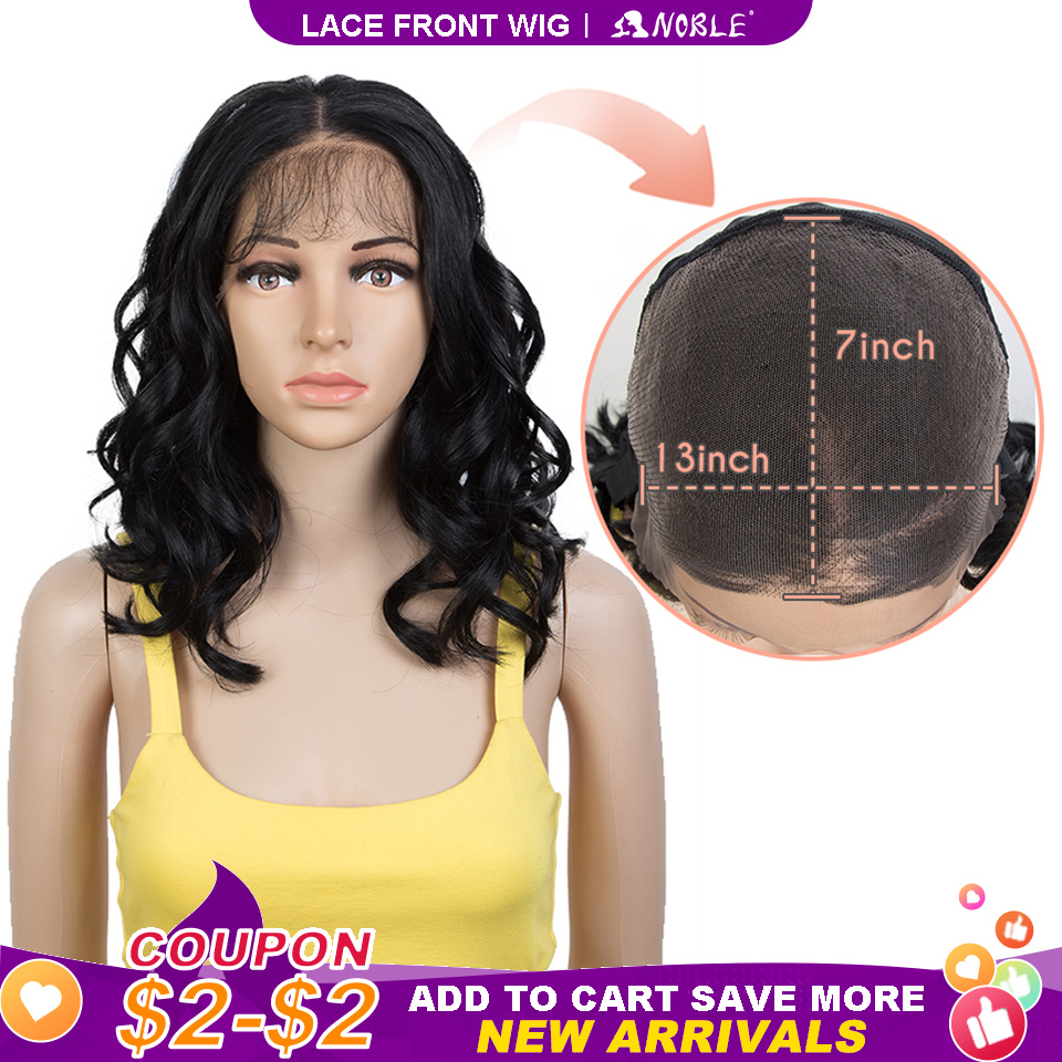 Noble 13x7 peluca con malla frontal sintética de 12 pulgadas de largo ondulado pelucas rubias ombre para mujeres peluca con malla frontal peluca con malla frontal sintética