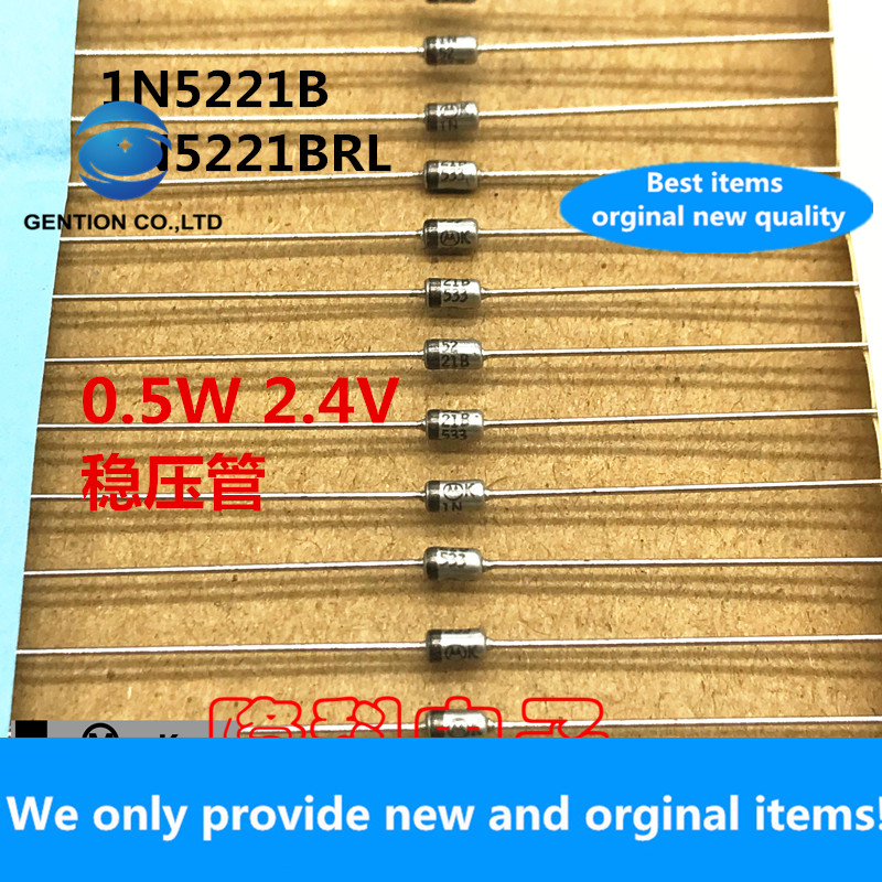 30 Uds 100% nuevo mejor original 1N5221B regulador importado 0,5 W 2,4 V 1/2W IN5221B 1N5221BRL plata M estándar en stock foto real
