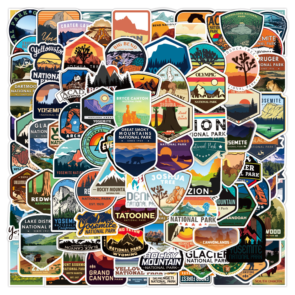 10/30/50/100PCS Mixed National Park Aufkleber DIY Motorrad Reise Gepäck Gitarre Skateboard Coole Graffiti Aufkleber Aufkleber Kind Spielzeug