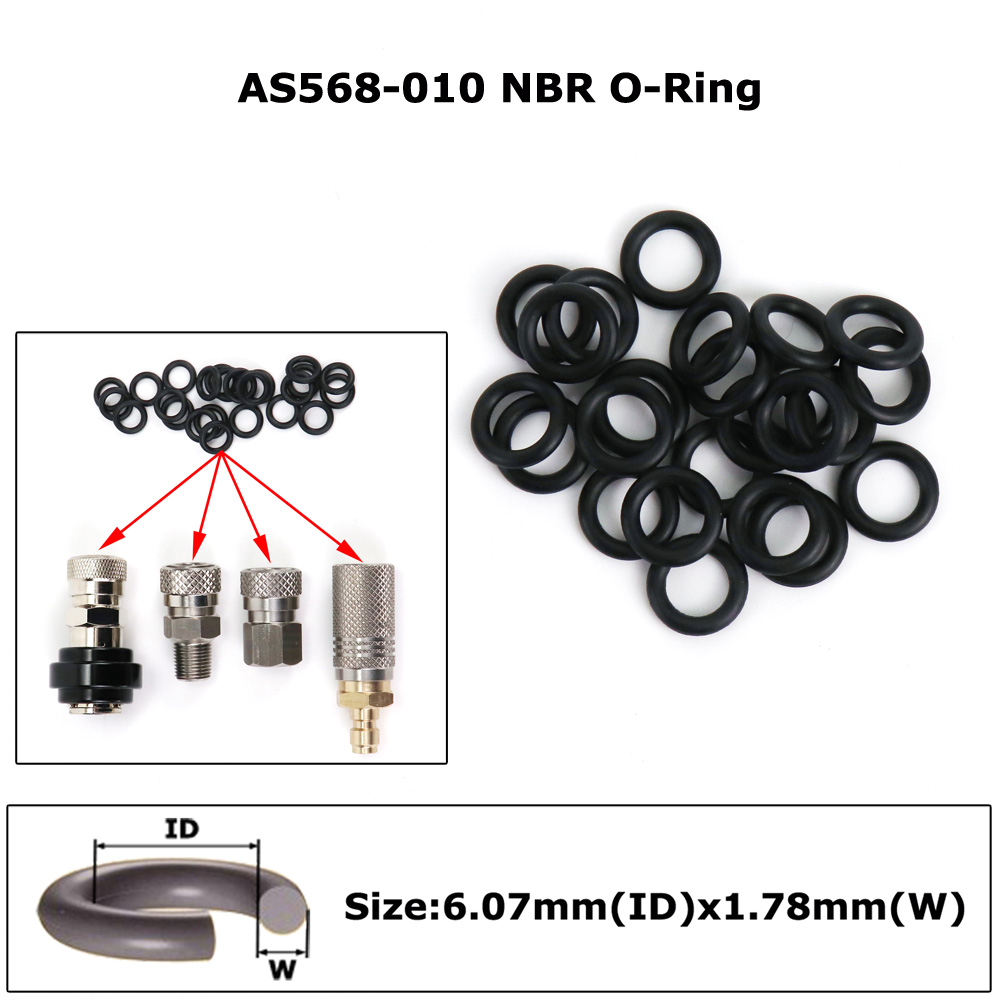 NBR O-링 AS568-010, 10 개, 50 개, 100 개, 500 개, 공기 CO2 HPA N2, 8mm 빠른 연결 해제, 신제품