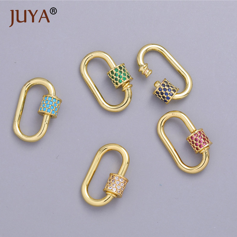 JUYA-Mini cierres para hacer joyas, cierres para joyería, mosquetón de bloqueo, conector de cobre, colgante Micro pavé CZ para fabricación de joyas