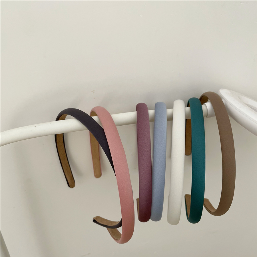 12 Kleur 1Cm Dunne Plain Effen Haarband Meisjes Satijn Plastic Hoofdband Eenvoudige Vintage Headwrap Haar Hoepel Voor Vrouwen Kinderen
