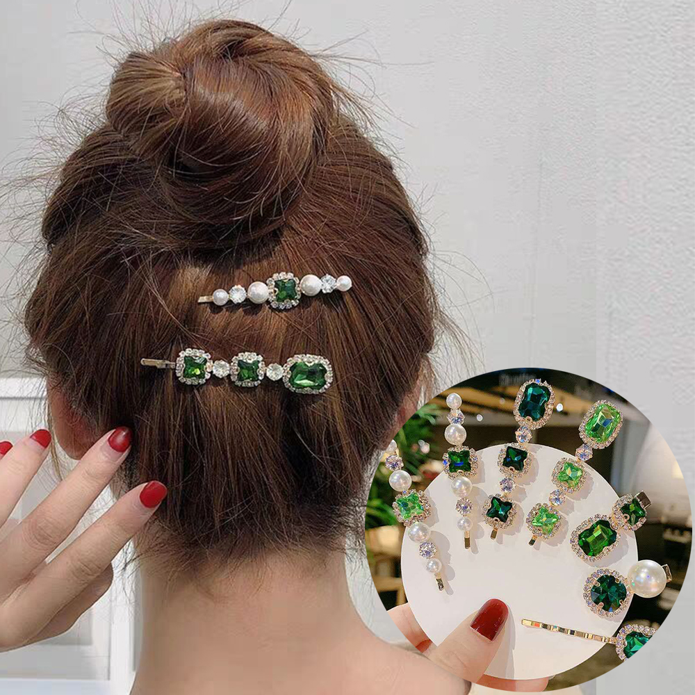 Pinzas para el pelo para mujer, joyería, horquillas de cristal a la moda, accesorios para el cabello para niñas, pasadores de diamantes de imitación de perlas de lujo, tocado