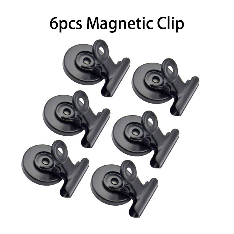 Clips magnétiques ronds en métal noir/argent 30mm, 6 pièces, pour aimants de réfrigérateur, recettes murales, mémo, Note, support de Message, pince, fournitures de bureau