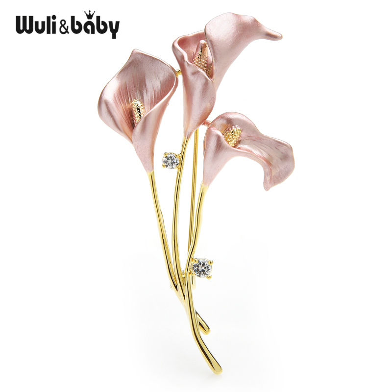 Wuli&baby новые эмалированные броши с цветком лилии для женщин, 3 цвета, свадебная, банкетная, офисная брошь, булавки, подарки