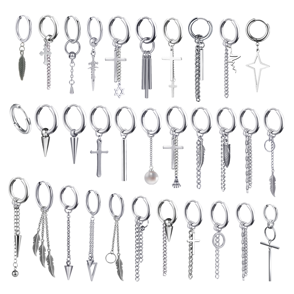 Brincos de argola de aço inoxidável para mulheres e homens, acessórios de jóias, pingentes, pop gótico, hip hop, moda, novo, 2021