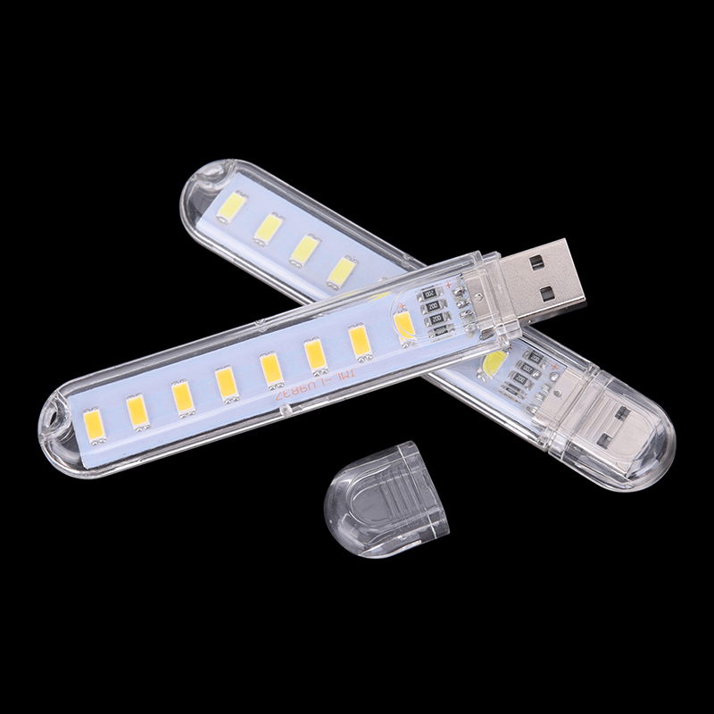 Mini lâmpada portátil de led, lâmpada de leitura ultrabrilhante com 8leds para carregador portátil, pc ou notebook