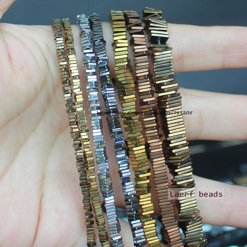 Perles d'espacement carrées en hématite naturelle 2/3/4/6mm pour la fabrication de bijoux à bricoler soi-même! Collier, Bracelet